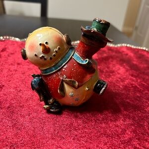 Festive Red Snowman Figurine Holiday Decoration